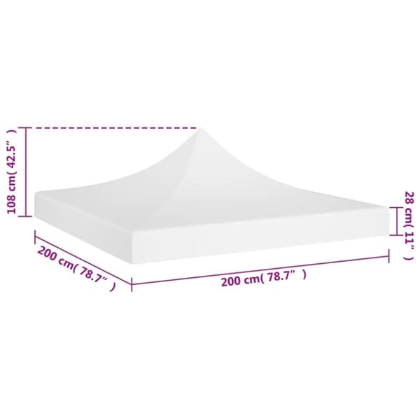 vidaXL Juhlateltan katto 2x2 m valkoinen 270 g/m² -  Katosten & huvimajojen irtokatot