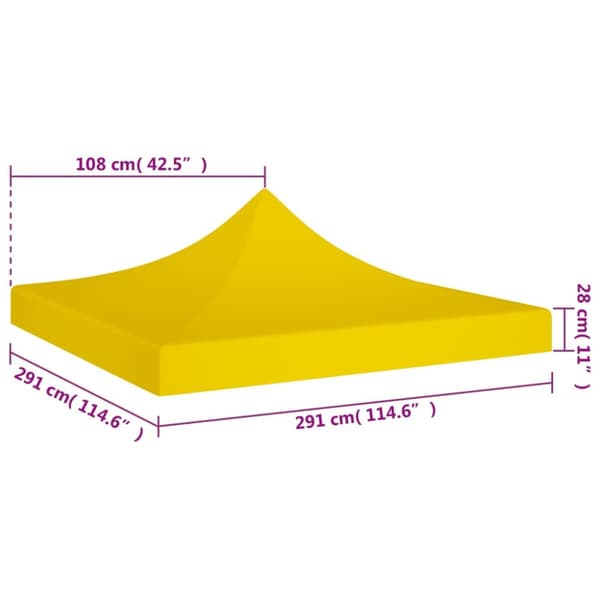 vidaXL tag til festtelt 3x3 m 270 g/m² gul -  Festtelte & havepavilloner – tage