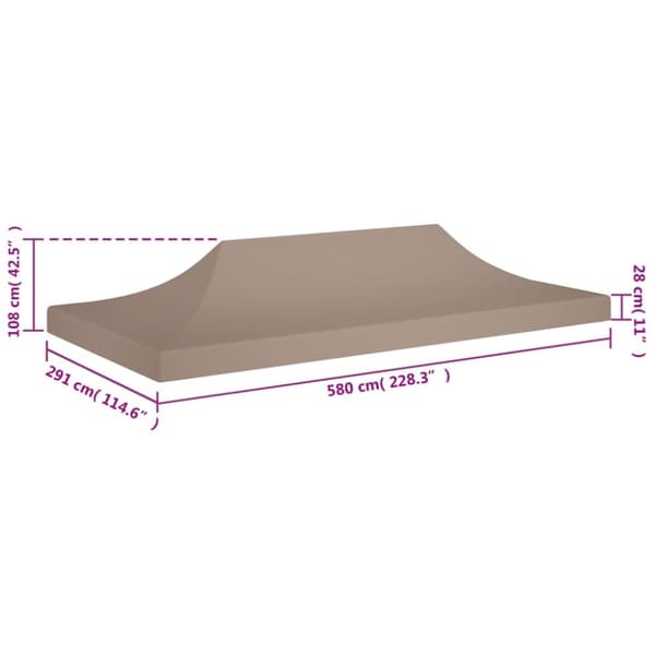 vidaXL Juhlateltan katto 6x3 m harmaanruskea 270 g/m² -  Katosten & huvimajojen irtokatot