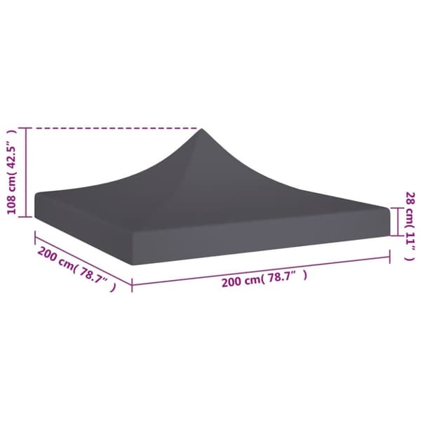 vidaXL Juhlateltan katto 2x2 m antrasiitti 270 g/m² -  Katosten & huvimajojen irtokatot