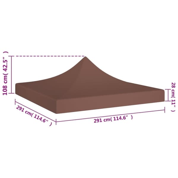 vidaXL Juhlateltan katto 3x3 m ruskea 270 g/m² -  Katosten & huvimajojen irtokatot