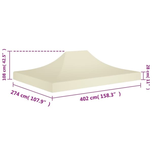 vidaXL tag til festtelt 4x3 m 270 g/m² cremefarvet -  Festtelte & havepavilloner – tage