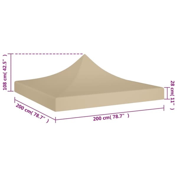 vidaXL tag til festtelt 2x2 m 270 g/m² beige -  Festtelte & havepavilloner – tage
