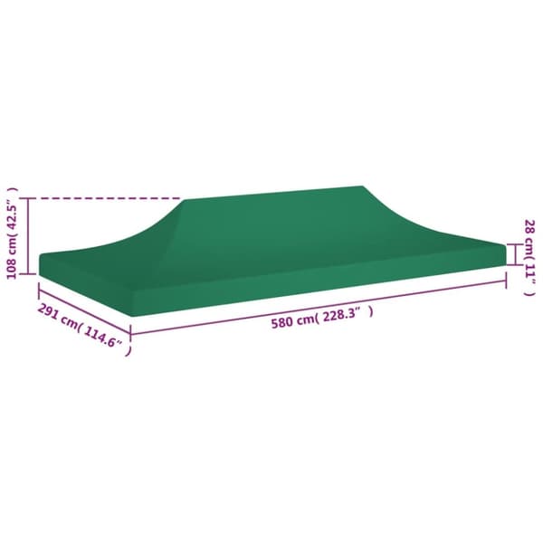 vidaXL Juhlateltan katto 6x3 m vihreä 270 g/m² -  Katosten & huvimajojen irtokatot