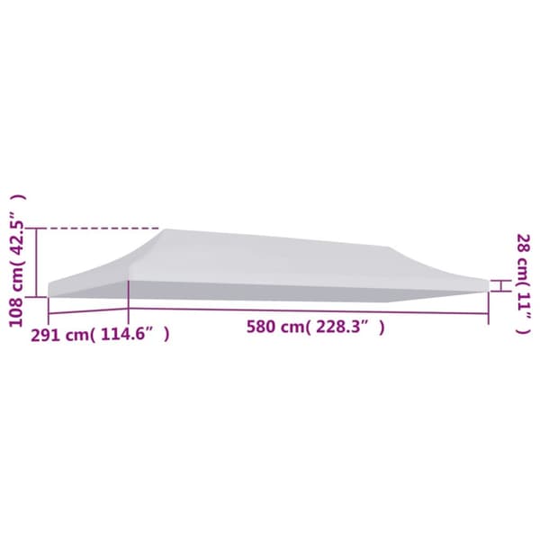 The Living Store Tak till partytält 3x6 m vit -  Tak till partytält & lusthus