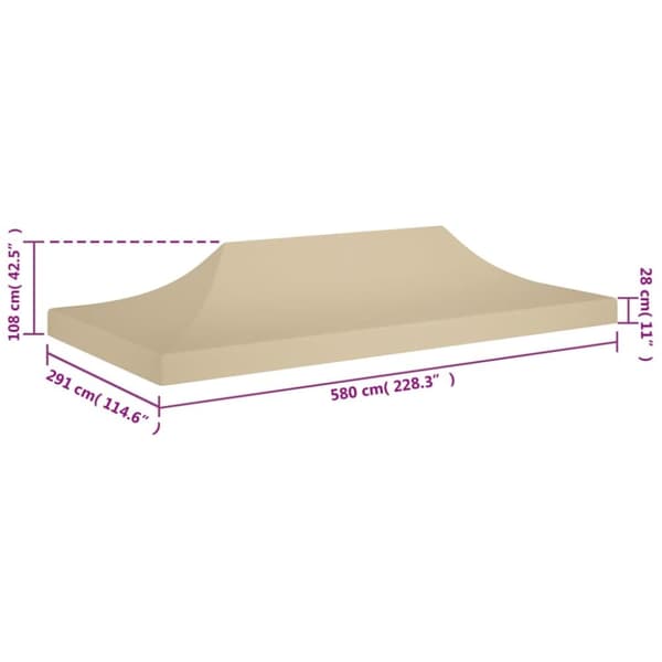The Living Store Tak till partytält 6x3 m beige 270 g/m² - Tak till partytält & lusthus