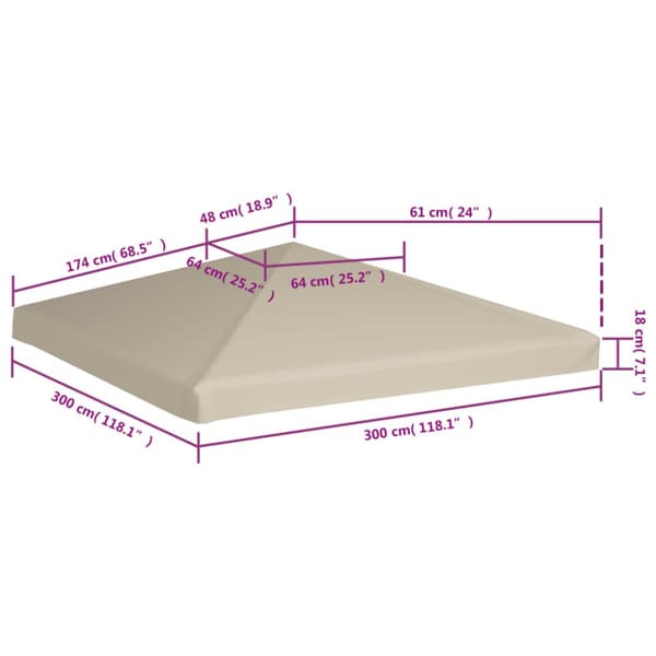 Festtelte & havepavilloner – tage - Living pavillontopdække 310 g/m² 3x3 m beige