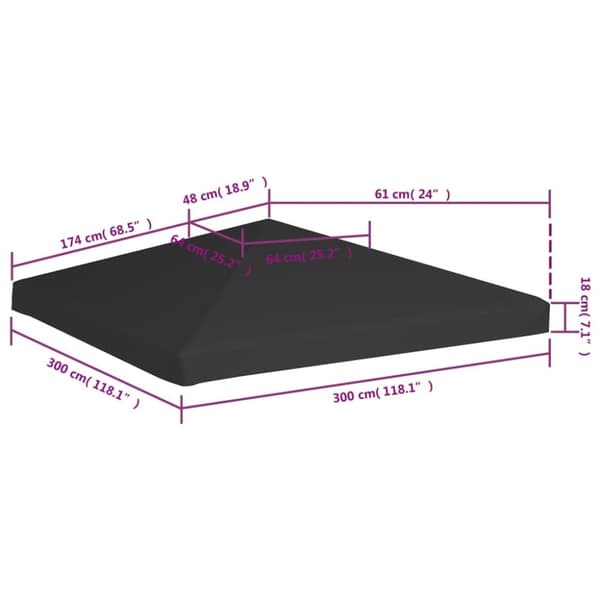 Tak till partytält & lusthus - Living Paviljongtak 270 g/m² 3x3 m svart