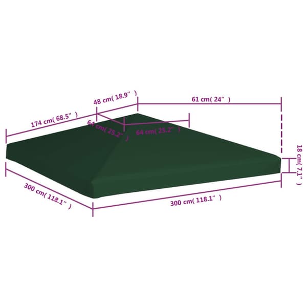 Tak till partytält & lusthus - Living Paviljongtak 310 g/m² 3x3 m grön