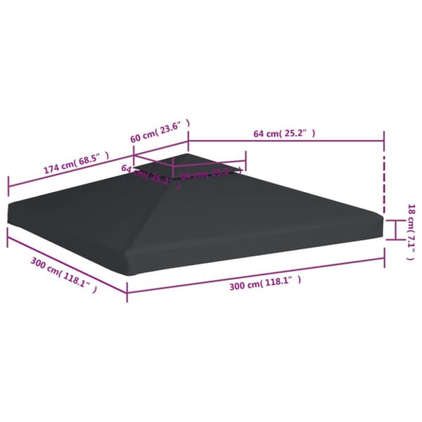 Katosten & huvimajojen irtokatot - Living Huvimajan vaihtokatto 310 g/m² Tummanharmaa 3 x 3 m