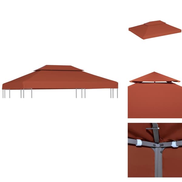 Festtelte & havepavilloner – tage - Living pavillontopdække 2 niveauer 4x3 m 310 g/m² terrakotta
