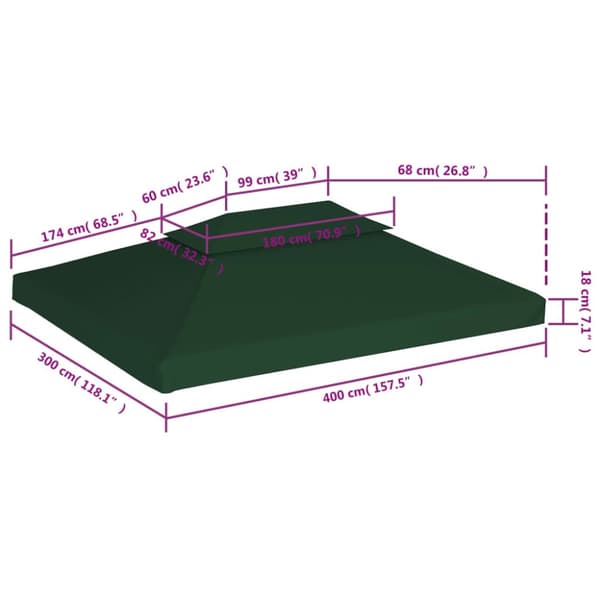 Tak till partytält & lusthus - Living Paviljongtak 310 g/m² 3 x 4 m grön