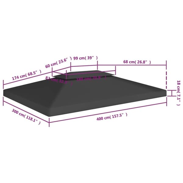 Tak till partytält & lusthus - Living Paviljongtak med ventilering 310 g/m² 4x3 m svart