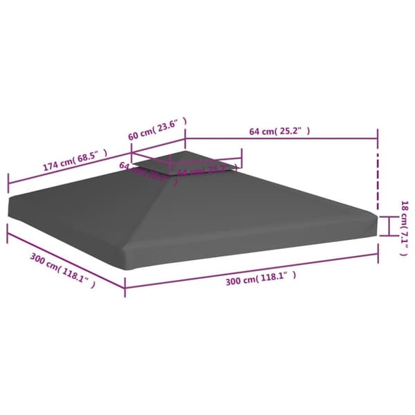 Katosten & huvimajojen irtokatot - Living Kaksikerroksinen huvimajan katto 310 g/m² 3x3 m harmaanruskea