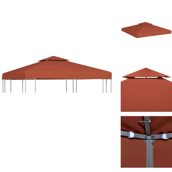 Festtelte & havepavilloner – tage - Living pavillontopdække 2 niveauer 3x3 m 310 g/m² terrakotta