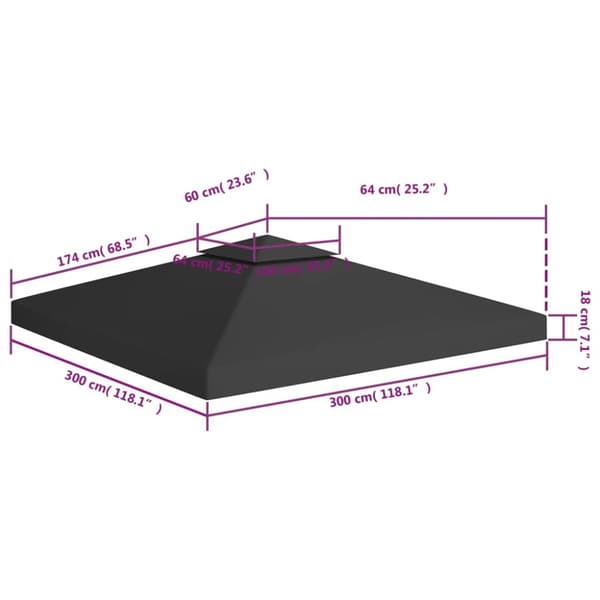 2-kerroksinen huvimajan katto 310 g/m² 3x3 m musta - Huvimaja - Huvimajat - Home & Living