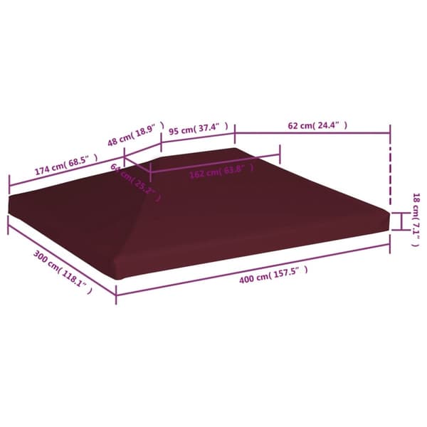 Pavillontopdække 310 g/m² 3 x 4 m bordeauxfarvet - Pavillontopdække - Pavillontopdækker - Home & Living