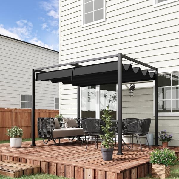 Rootz Sun Protection Pergola - Puutarhakatos - Ulkopaviljonki - Metallirunko - Jatkettava katto - UV-suojattu kansi - 298cm x 213cm x 221cm