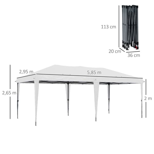 Rootz Pop-Up-tält - Utomhustak - Event Shelter - UV-skydd - Rymlig design - 5,85 m x 2,95 m x 2,65 m