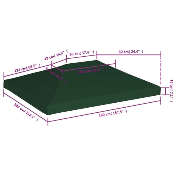 Paviljongtak 310 g/m² 4x3 m grön