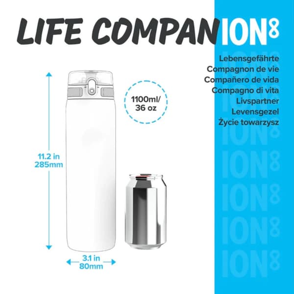 ION8 Ice Motivator-flaska 1,1 liter BPA-fri Sonic Blue