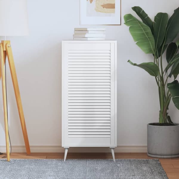 vidaXL Skåplucka lamelldesign vit 99,3x49,4 cm massiv furu