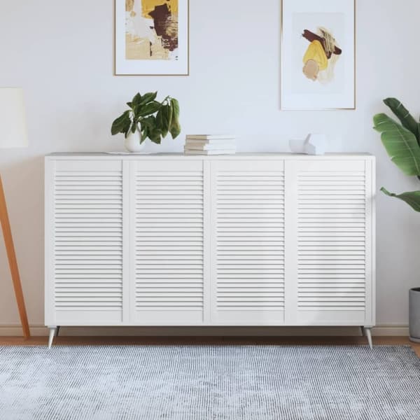 vidaXL Skåpluckor lamelldesign 4 st vit 99,3x49,4 cm massiv furu