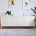 Miniatyrbild 3 av 7: vidaXL Skåpluckor lamelldesign 4 st vit 69x59,4 cm massiv furu