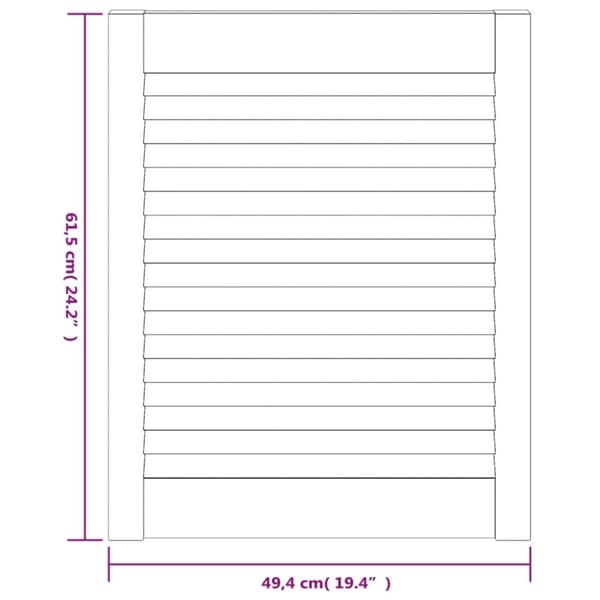 vidaXL Skåplucka lamelldesign vit 61,5x49,4 cm massiv furu