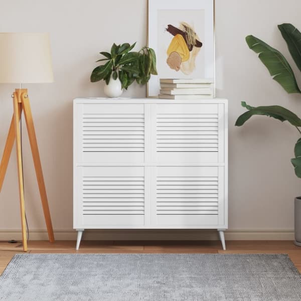 vidaXL Skåpluckor lamelldesign 4 st vit 39,5x49,4 cm massiv furu