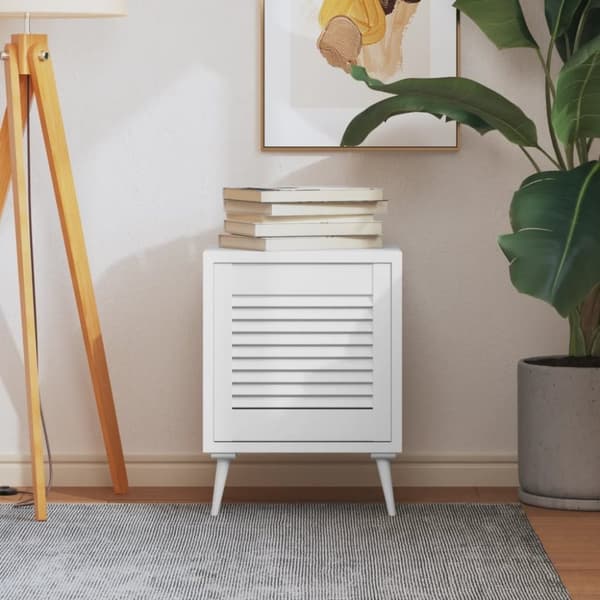 vidaXL Skapdør lamelldesign hvit 39,5x39,4 cm heltre furu