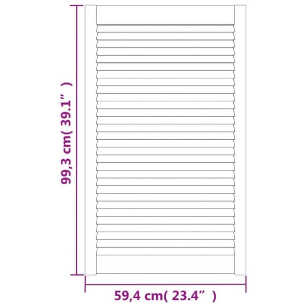 vidaXL skabslåge 99,3x59,4 cm lameldesign massivt fyrretræ