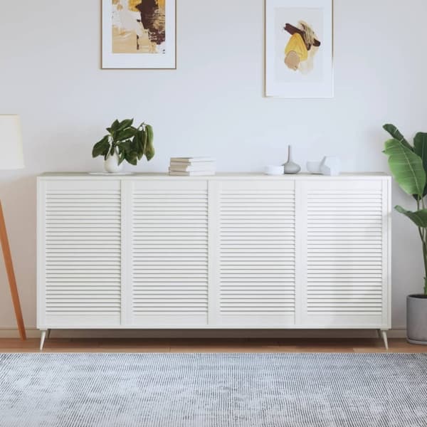vidaXL Skåpluckor lamelldesign 4 st vit 99,3x59,4 cm massiv furu