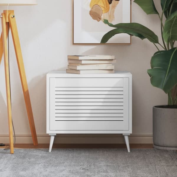 vidaXL Skåplucka lamelldesign vit 39,5x59,4 cm massiv furu