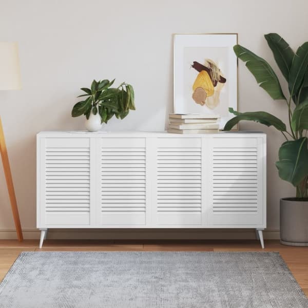 vidaXL Skåpluckor lamelldesign 4 st vit 61,5x39,4 cm massiv furu