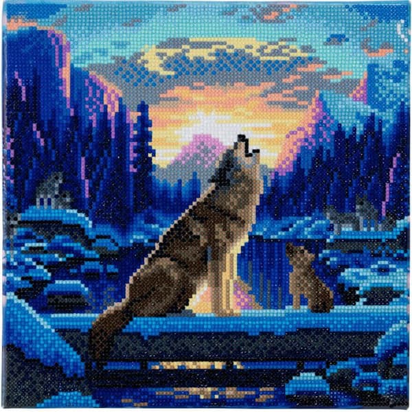 Crystal Art Wolf Rhinestone Diamantmålning 30cm - DIAMANTKIT - Fyrkantig - Samtida - Djur