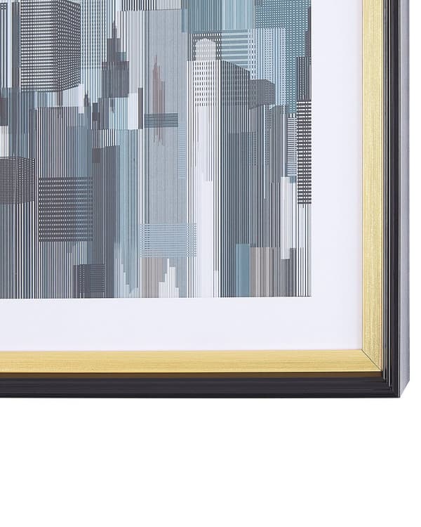 Innrammet Veggkunst Blå Grå Gull Svart Ramme 30 x 40 cm Skyskrapere Passe-Partout Industriell Minimalistisk
