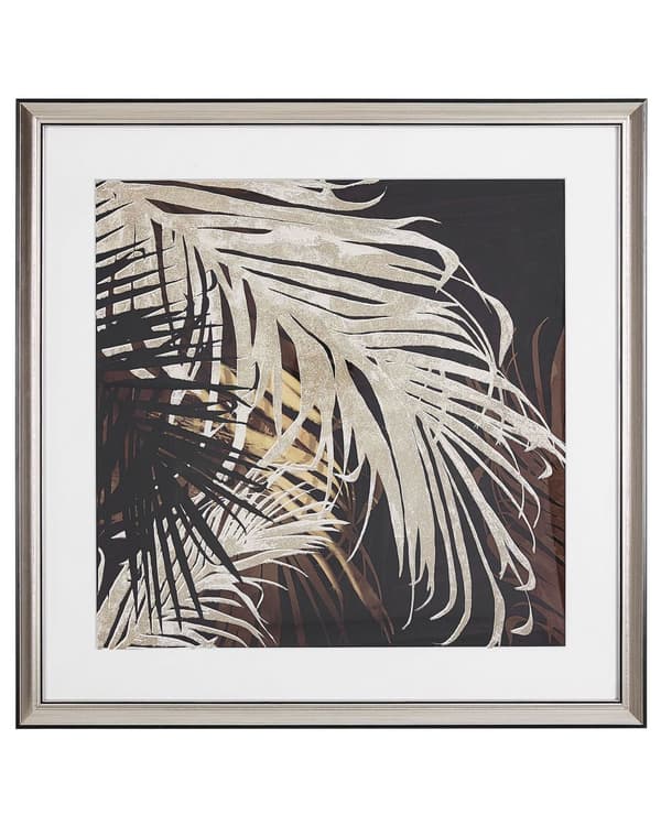 Innrammet veggkunst Gull Brun 60 x 60 cm Print på papir Botanisk tema med palmeblader Moderne Glamour Veggpynt