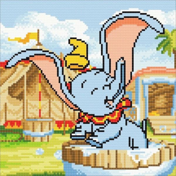 Kit tavla - Crystal Art - Dumbo - 30x30cm - Flerfärgad - Väggdekoration