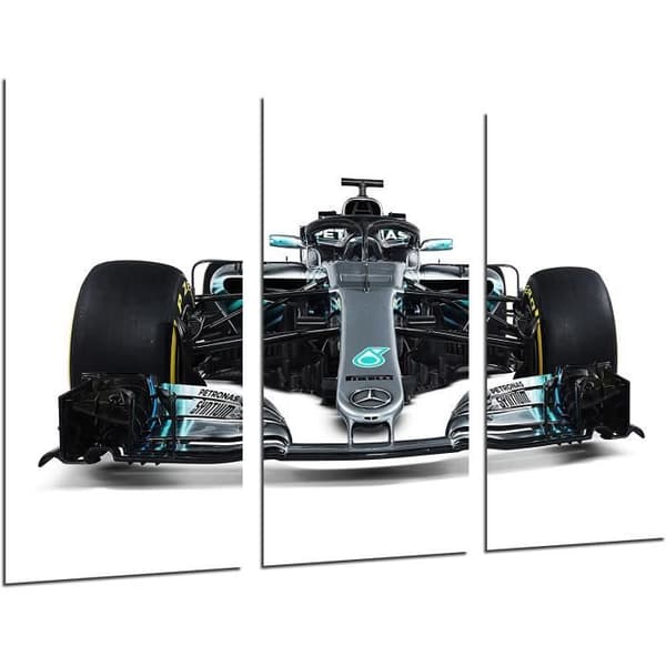 Cuadros Cámara modernt fotografiskt tryck på trä, Formel 1-bil, Mercedes F1 W09, Mercedes F1