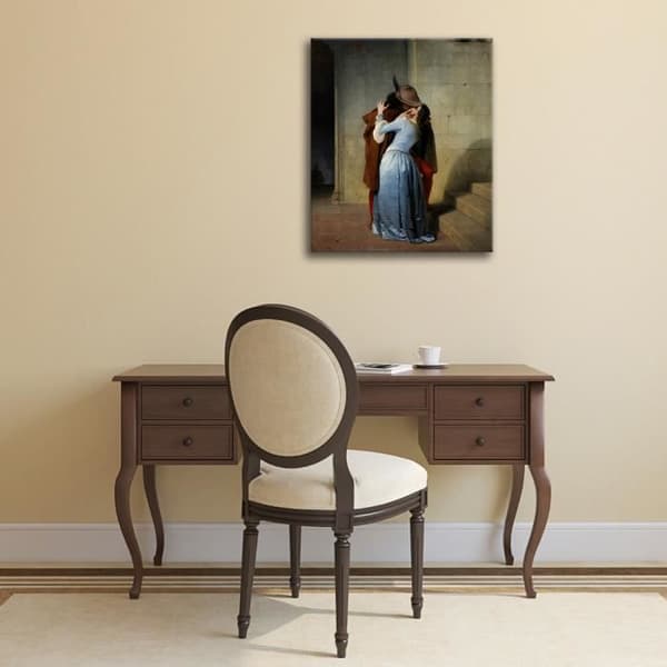 Legendarte - Målning, tryck på duk - Kyssen Francesco Hayez cm. 60x75