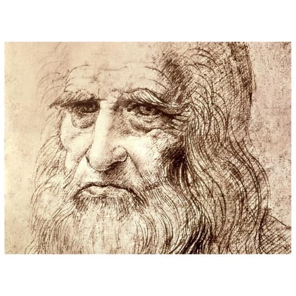 Legendarte - Målning, tryck på duk - Självporträtt Leonardo Da Vinci cm. 60x80