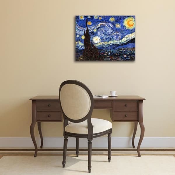 Legendarte - Målning, Tryck på duk - Stjärnklar natt Vincent Van Gogh cm. 40x50