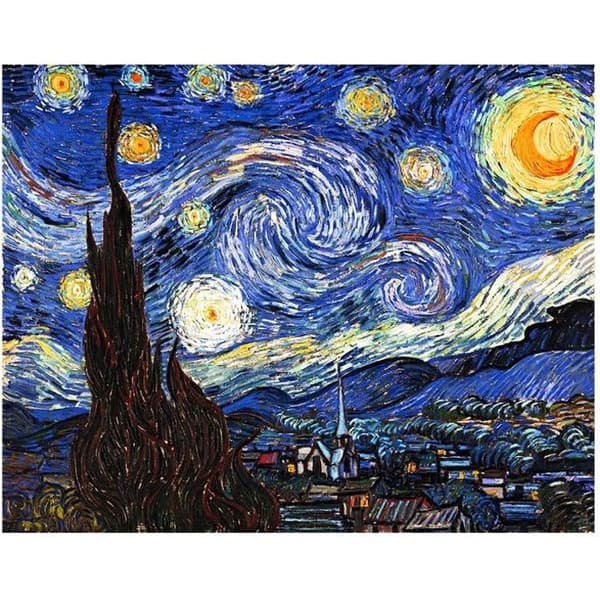 Legendarte - Målning, Tryck på duk - Stjärnklar natt Vincent Van Gogh cm. 40x50