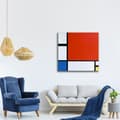 Miniatyrbild 3 av 4: Legendarte - Målning, Tryck på Duk - Komposition Ii I Rött, Blått Och Gult Piet Mondrian cm. 90x90