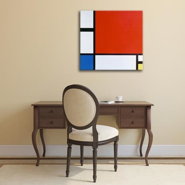 Legendarte - Målning, Tryck på Duk - Komposition Ii I Rött, Blått Och Gult Piet Mondrian cm. 90x90