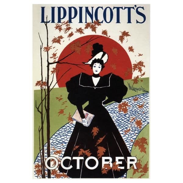 Legendarte - Målning, tryck på duk - Lippincotts oktober 1895 -Will Carqueville cm. 40x60