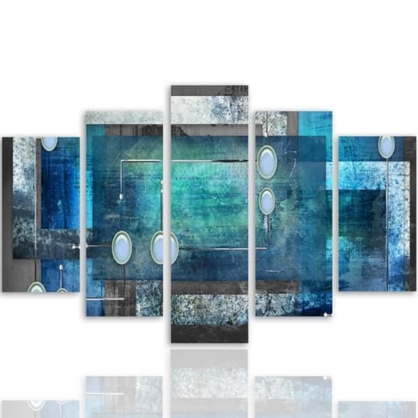 Legendarte - Målning, Print On Canvas - Lunar Blue cm. 150x100 (5 paneler)