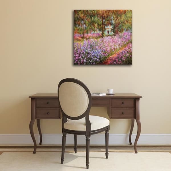 Legendarte - Målning, tryck på duk - Trädgården på Giverny Claude Monet cm. 50x50