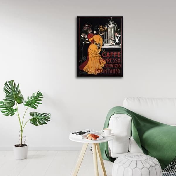 Legendarte - Vintage Caffé Espresso reklamaffisch - målning, tryck på duk cm. 50x70